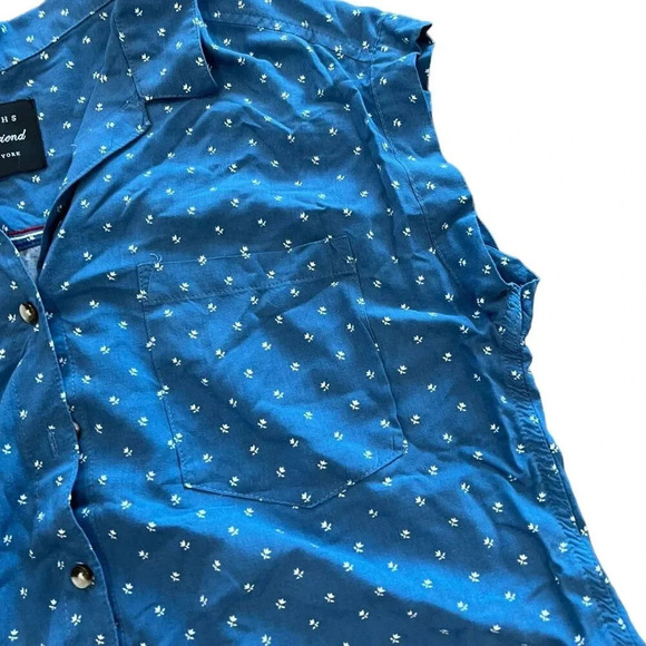 Jachs Girlfriend Blue Floral Rayon Blouse M - Picture 2 of 4